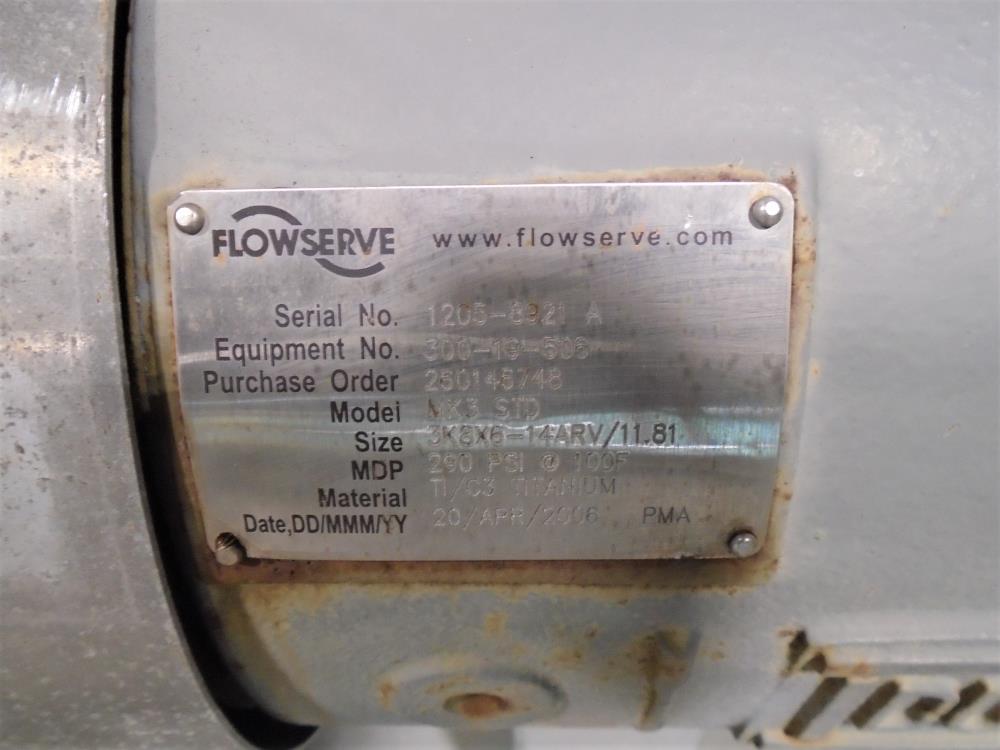 Flowserve MK3 STD Centrifugal Pump, 3K8X6-14ARV/11.81, Titanium w/ 100 HP Motor